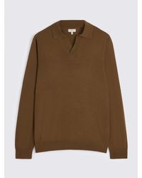 Moss - Tobacco Merino Wool Blend Skipper Polo Shirt - Lyst