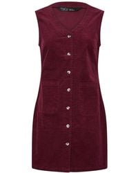 M Com - Petite Cord Button Pinafore Dress - Lyst