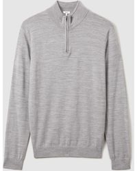 Reiss - Blackhall Pullover Aus Merinowolle Mit Trichterhals Und Halbem Reißverschlussx-Small - Lyst