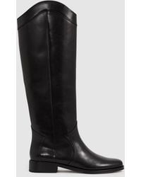 PAIGE - Leather Knee-High Riding Boots, & Camel - Lyst