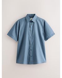 Next - Regular Fit 100% Cotton Geometric Print Short Sleeve Smart Shirt - Lyst