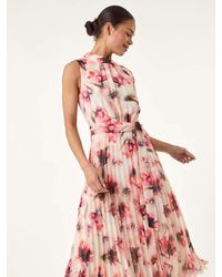 Roman - Petite Floral Pleated Halter Neck Midi Dress - Lyst