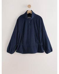 Self - Microfleece Half Zip Peplum Sweatshirt - Lyst