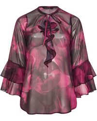 Evans - Large Floral Frill Top - Lyst