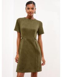 Lipsy - Mini Suede Military Button Shift Dress - Lyst