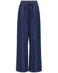 ONLY - Draw String Wide Leg Chamray Trousers - Lyst