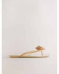 Next - Beach Flower Trim Square Toe Flip Flops - Lyst