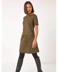 Roman - Suedette Button Shift Stretch Dress - Lyst