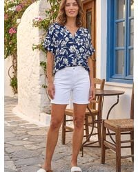 Roman - Petite Floral Print Button Top - Lyst