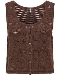 ONLY - Crochet Button Through Vest Top - Lyst