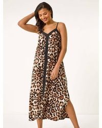 Roman - Animal Print Strappy Maxi Dress - Lyst
