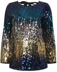 Yours Curve - London Multi Bow Back Sequin Ombre Top - Lyst