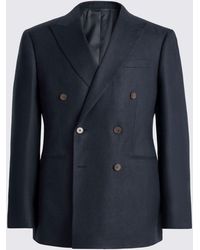 Moss - Double Breasted Tailored Fit Twill Linen Suit Jacket - Lyst