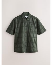 Next - 100% Cotton Textured Check Short Sleeve Shirt - Lyst
