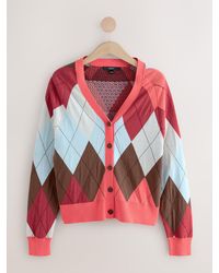 Next - Soft Touch V-Neck Cotton Rich Button Up Cardigan - Lyst