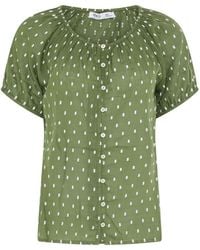 M Com - Petite Short Sleeve Dobby Button Through Blouse - Lyst