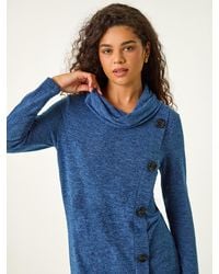 Roman - Cowl Neck Buttoned Top - Lyst
