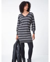 Roman - Stripe Print Knitted Jumper Dress - Lyst