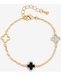 Jon Richard - Plated Pave And Jet Clover Bracelet - Lyst