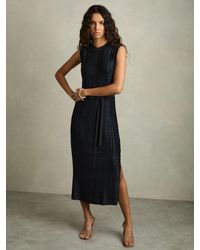 Reiss - Pleated Column Midi Dress - Lyst