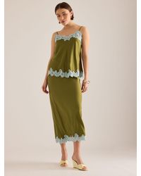 Anthropologie - Lace Trim Bias Midi Slip Skirt - Lyst