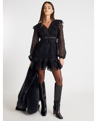 River Island - Long Sleeve Lace Mini Dress - Lyst