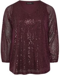 Evans - Balloon Sleeve Sequin Top - Lyst
