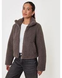 Threadbare - Dark Funnel Neck Borg Bomber Jacket - Lyst