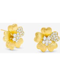 Jon Richard - Plated Brushed And Pave Flower Stud Earrings - Lyst