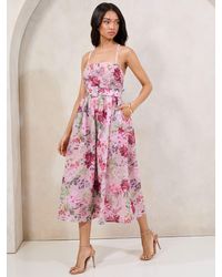 Lipsy - Petite Bandeau Midi Prom Dress With Removable Cami Straps - Lyst