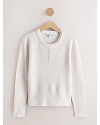 Next - Ecru Supersoft Long Sleeve Henley Layer Top - Lyst