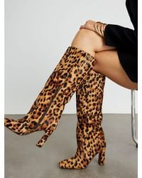 River Island - Leather Chisel Toe High Leg Boots - Lyst