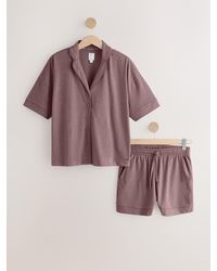 Next - Mocha Jersey Button Through Short Pyjamas Set - Lyst