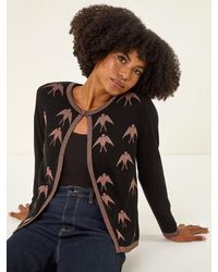 Roman - Metallic Print Knit Cardigan - Lyst