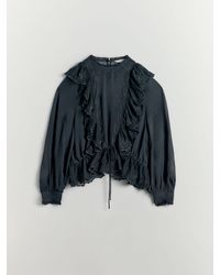 BHOEM - Long Sleeve Mesh Embroidered Ruffled Lace Blouse - Lyst