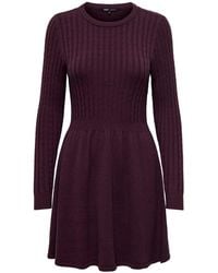 ONLY - Cable Detail Fit And Flare Knit Dress - Lyst