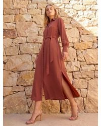 Roman - Tie Waist Buttoned Shirt Dress - Lyst