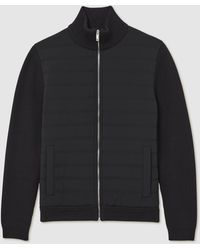 Reiss - Townsend Quilted Rib-Knit Funnel-Neck Jacket - Lyst