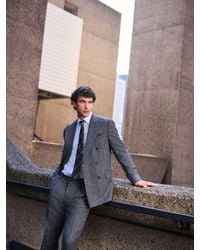 Next - Charcoal Signature Double Breasted Tailored Fit Moons British Wool Rich Herringbone Suit Jacket - Lyst