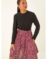 Roman - Petite Spot Print Tie Front Dress - Lyst