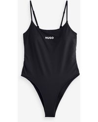 HUGO - Logo Squareneck Swimsuit - Lyst