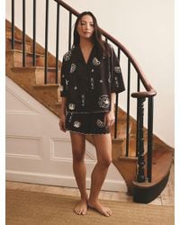 Next - Chocolate Cotton Embroidered Button Through Shorts Pyjamas Set - Lyst