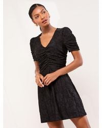 Lipsy - Jersey Textured Burnout Mini V-Neck Ruched Dress - Lyst