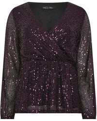 M Com - Sequin Wrap Long Sleeve Top - Lyst
