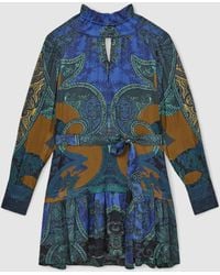 Reiss - Paisley-Print Belted Mini Dress - Lyst