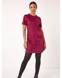 Roman - Suedette Button Shift Stretch Dress - Lyst