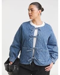 Simply Be - Denim Tie Front Quilted Jacket - Lyst