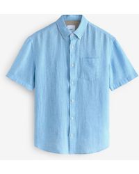 Next - Standard Collar Cotton Linen Blend Short Sleeve Shirt - Lyst