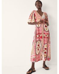 Monsoon - Patti Flutter Sleeve Tile Print Maxi Dress - Lyst