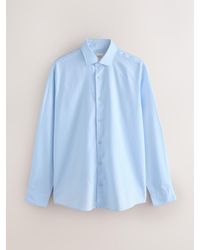 Next - Regular Fit Washed Dobby Long Sleeve Smart Cutaway Collar 100% Cotton Shirt - Lyst